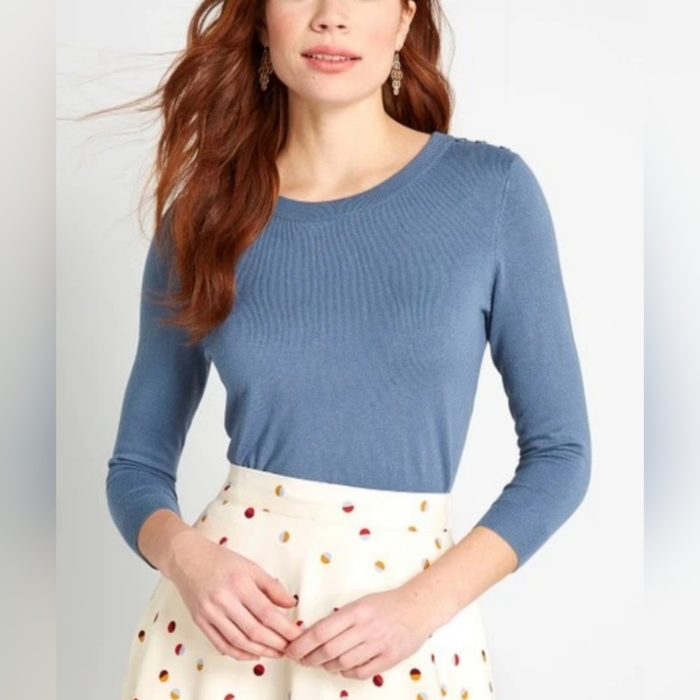 Mod Cloth Blue 3/4 Sleeve Blue Sweater Size 3X